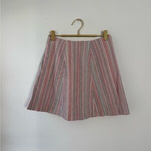 Reformation Pink and Gray Striped A-Line Skirt
